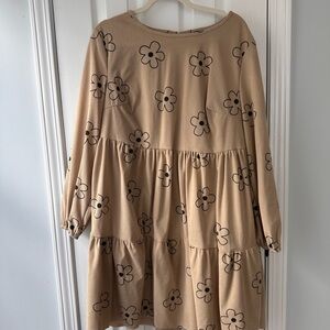SHEIN Brown Tan Casual Bishop Sleeve Dress